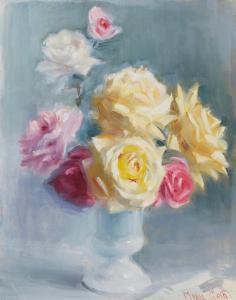 Goth Marie 1887-1975,Still life of pink and yellow roses,John Moran Auctioneers US 2023-05-09
