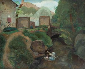 GOTKO Jacques 1899-1944,Landscape with a laundress at the river,Desa Unicum PL 2023-07-06