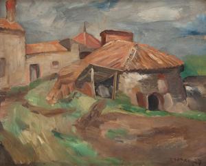 GOTKO Jacques 1899-1944,Pejzaż z chatami,1927,Desa Unicum PL 2023-08-23