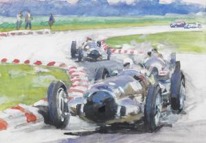 gotschke Walter 1912-2000,Caracciola in the Mercedes Benz - Monza,1938,Bonhams GB 2013-04-29