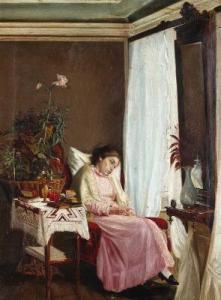 GOTTLIEB GROULEFF Alfred 1858-1941,Interior with a woman by a window,1884,Bruun Rasmussen 2021-02-08
