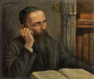 GOTTLIEB Marcin 1867-1936,Jewish scholar in his study,1917,im Kinsky Auktionshaus AT 2020-06-23