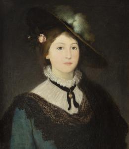 GOTTLIEB Moritz, Maurycy 1856-1879,Portrait of a young woman in hat,1879,Desa Unicum PL 2023-10-19