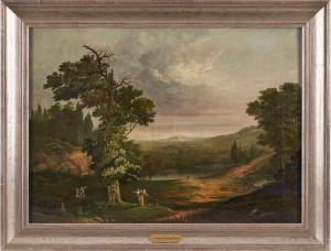 GOTTLIEB ROST Johann 1810-1860,Thüringische Landschaft mit blühender Kastanie,Dobritz DE 2019-03-16