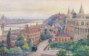 GOTZINGER Hans 1867-1941,A view of the bridges of Budapest,Palais Dorotheum AT 2024-03-28