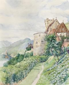 GOTZINGER Hans,A view of the fortified church St. Michael in Wach,1928,Palais Dorotheum 2024-03-28