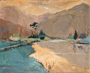 GOULET Yann Renard 1914-1999,LAKE SCENE WITH MOUNTAINS IN THE DISTANCE,1947,Whyte's IE 2022-12-12
