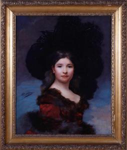 GOUPIL Jules Adolphe 1839-1883,PORTRAIT OF A YOUNG BEAUTY IN FEATHERED HAT,Charlton Hall 2024-04-05