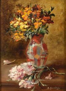 GOURDON René 1847,Bouquet de fleurs et jeté d'œillets,1855,Art Richelieu FR 2016-12-04