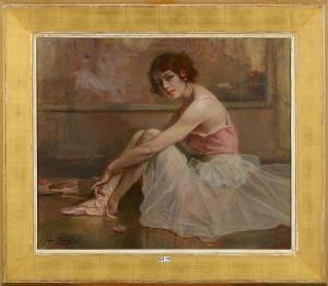 GOUWELOOS Jean Leon 1868-1943,Ballerine laçant ses chaussons,VanDerKindere BE 2023-01-24