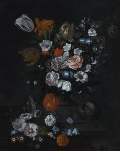 GOVAERTS Johann Baptist,STILL LIFE OF FLOWERS AND A BIRD'S NEST ON A STONE,Sotheby's 2018-02-01