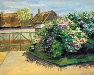 GRüNWALD Klára 1896,Spring garden with flowering bushes,1925,Nagyhazi galeria HU 2021-02-25