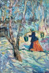 GRABAR Igor Emanuilovich,Figure Carrying Water in a Winter Landscape,1904,Burchard 2020-07-19