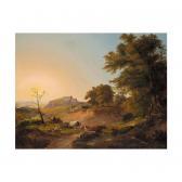 GRABAU Christian Johann L,an italianate landscape with herdsman and cattle,1851,Sotheby's 2003-05-20