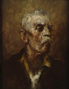GRABER Alfons 1901-1990,Portrait eines älteren Herren mit weißem Schnauzba,Zeller DE 2015-04-16
