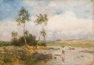 GRABINSKI Henryk 1842-1903,Landscape with fishermen,Desa Unicum PL 2018-12-20