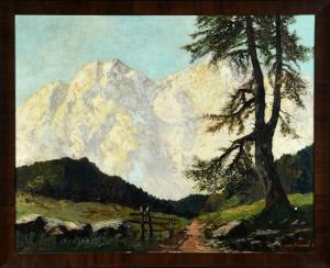 GRABONE Georg Arnold 1873-1952,Blick ins Karwendel mit Wettersteinspitzen,Allgauer DE 2023-01-13