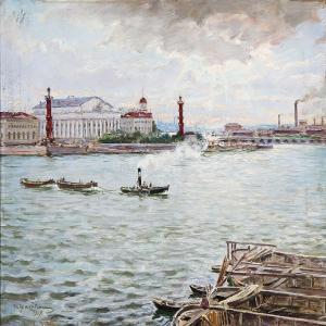 GRABOVSKY IVAN MIKHAILOVICH 1878-1922,View from St. Petersburg,1919,Bruun Rasmussen DK 2014-06-16