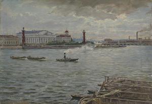 GRABOVSKY IVAN MIKHAILOVICH 1878-1922,View of the Spit of Vasilievsky Island, Pet,1919,MacDougall's 2018-06-06