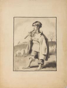 GRABOWSKI Zygmunt 1892-1939,The Shepherd (illustration for "Płomyk"),Desa Unicum PL 2021-05-18