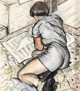 GRACE FIFE Ivy 1905-1976,Girl Reading,International Art Centre NZ 2018-08-14