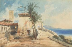 GRAEB Carl Georg Anton 1816-1884,Italian monastery by the sea,Villa Grisebach DE 2023-11-30