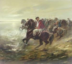 GRAF Constantin 1930,Mongolische Reiter überqueren eine Fluß,Eva Aldag DE 2013-05-25