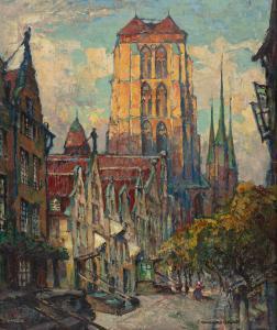 GRAF Gerhard 1883-1958,Gdańsk. Widok na kościół Mariacki,Sopocki Dom Aukcjny PL 2024-03-23