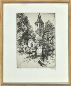 GRAF Oskar 1873-1957,Blick auf die Kirche in Boll,1945,Allgauer DE 2018-04-19