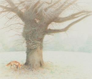 GRAHAM Carol 1951,FOX BY A TREE,1985,Ross's Auctioneers and values IE 2023-06-14