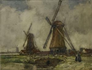 GRAHAM George II 1881-1949,Windmills in Holland,1913,David Duggleby Limited GB 2023-03-17