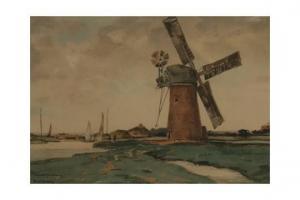 GRAHAM George William 1875-1889,Broads Scene with Windmill,Keys GB 2015-04-10