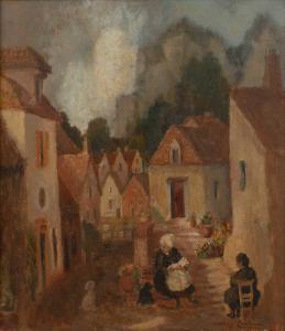 GRAHAM Nancy,Dogs in the village square,20th Century,Mallams GB 2024-03-27