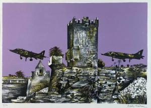 GRAHAM Rigby 1931-2015,Jets Flying Past Castle Ruins,Halls GB 2023-10-31