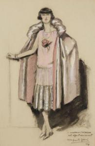 GRAIN Marguerite 1899-1986,Femme debout à la robe rose et capeline,Kahn & Associes FR 2018-11-29