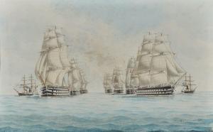 GRANDIN Eugene 1833-1919,La flotte française en formation escortée d'un nav,Neret-Minet 2023-02-10