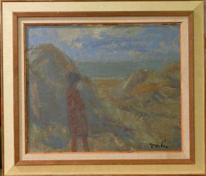 GRANDIN Svän 1906-1982,Landskap med figur i förgrunden.,Auktionskompaniet SE 2009-01-25