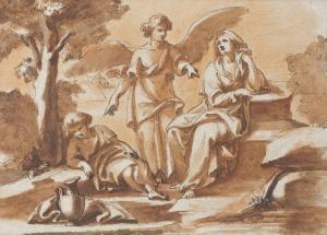 GRANDJEAN Jean,THE ANGEL APPEARS TO HAGAR AND ISHMAEL,Hargesheimer Kunstauktionen 2022-09-07