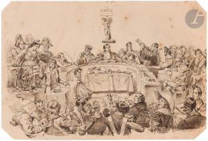 GRANDVILLE Jean Jacques 1803-1847,Les Libertés en cour d\’assises,1832,Ader FR 2023-03-23