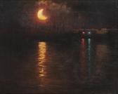 GRANER Luis 1836-1900,Puerto de Barcelona en la noche,Subastas Segre ES 2017-03-28