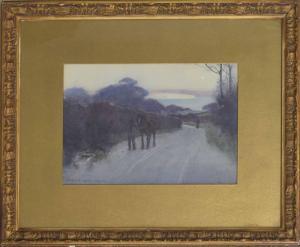 GRANT Carleton,evening landscape with a farmer and shire horse up,1897,Gardiner Houlgate 2022-01-20