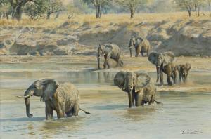 GRANT Donald 1924-2001,Elephants crossing a river,Christie's GB 2022-07-15