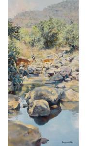 GRANT Donald 1930-2001,Impala Crossing Stream near Lake Manyara,William Doyle US 2023-09-12