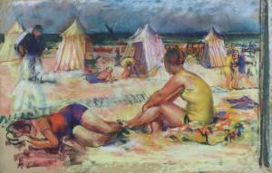 GRANT James Arden 1887-1974,Beach scene with bathers,20th Century,Canterbury Auction GB 2021-11-27