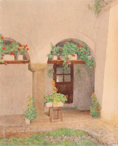 Grant Nicolae 1868-1950,Geraniums on a Veranda,Artmark RO 2023-10-18