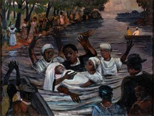GRANT TAYES Ulysses S 1885-1972,Baptism on the Moreau River,1932,Treadway US 2019-09-15