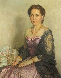 GRAS Lluís Martí 1887,Retrato femenino con abanico.,1950,Brok ES 2009-09-28