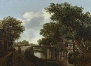 GRAS Willem 1600-1600,Landschaft mit Haus an einem Bach und einer Brücke,Galerie Koller 2007-09-17