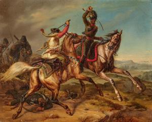 GRASHOF Otto 1812-1876,Prussian Hussars in Combat,Van Ham DE 2023-11-17