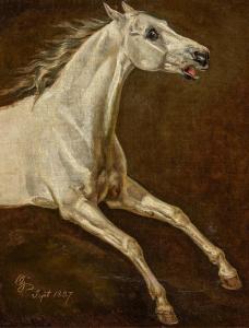 GRASHOF Otto 1812-1876,Study of a Galloping Grey Horse,1837,Van Ham DE 2023-11-17